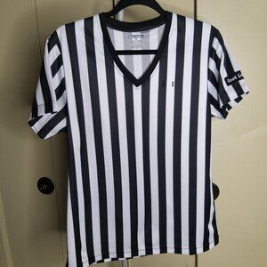 Foot Locker Stripped V-Neck Short Sleeves Jersey Size M